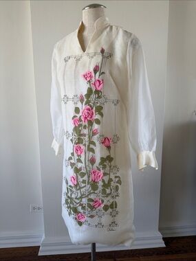Vintage Shaheen Dress with Pink Rose print